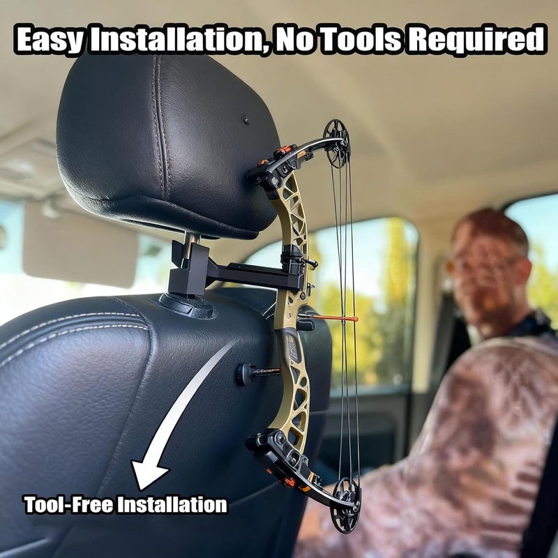 Jofarstep Buddy Bow Hanger 2-Pack - Universal Vehicle Headrest Mount for Compound Bows, Secure & Space-Saving Storage for Trucks/SUVs/Cars, Soft-Padded Anti-Scratch Design - Image 4